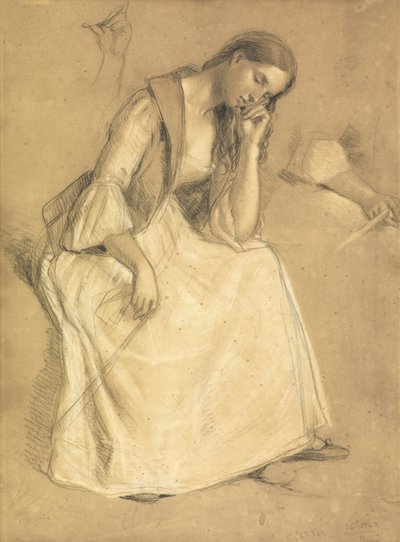 Study of a Seated Girl by Charles West Cope